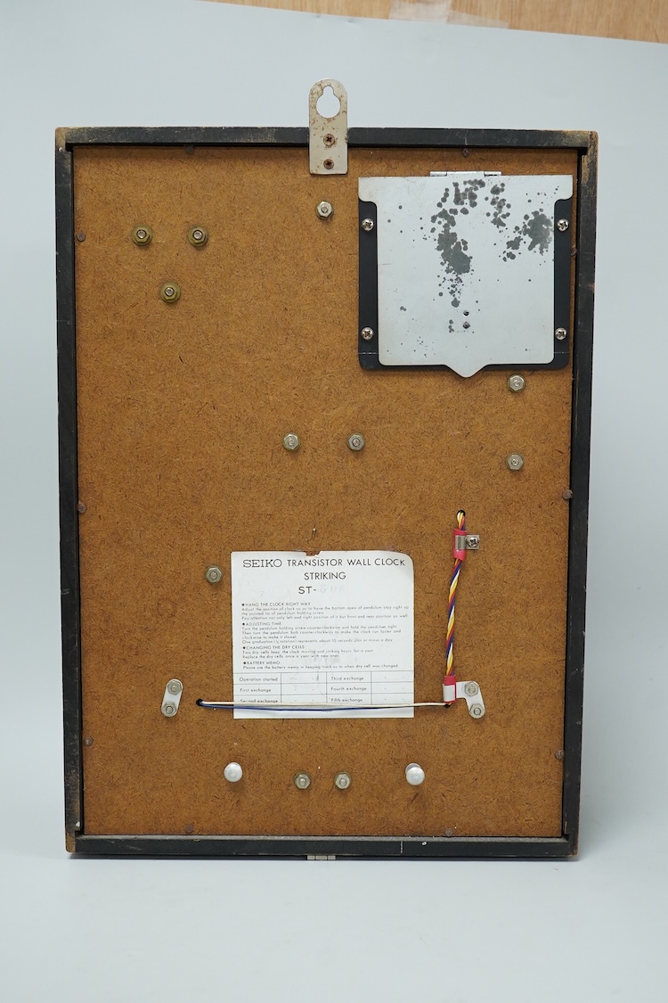 A Seiko Sonola Transistor wall clock, 32.5cm high x 23cm wide